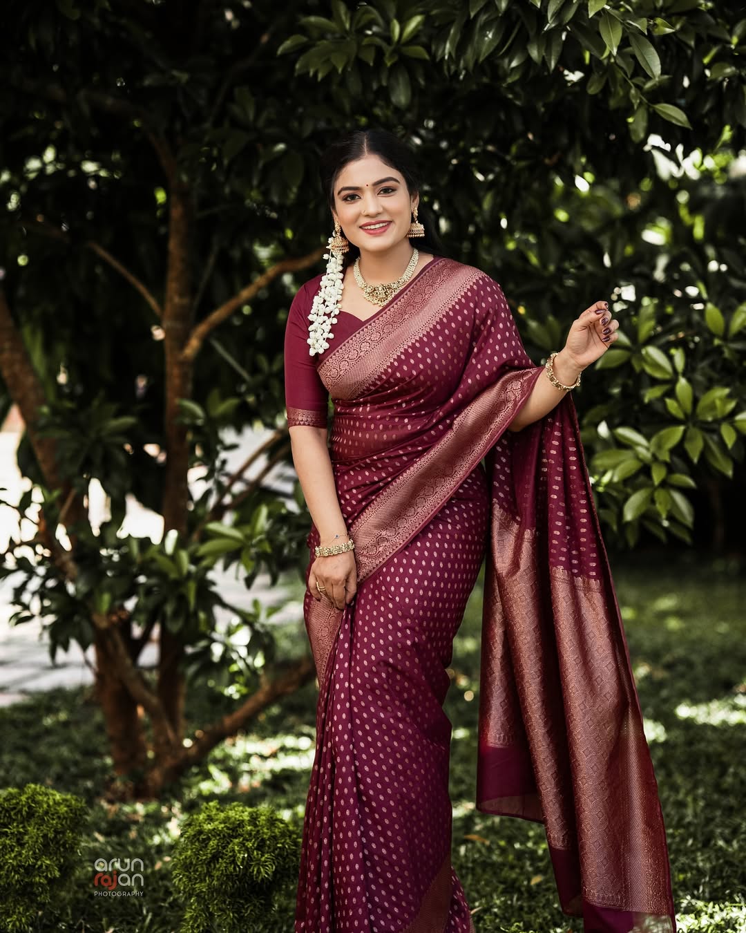 Maroon Color Silk Saree With Blouse Piece