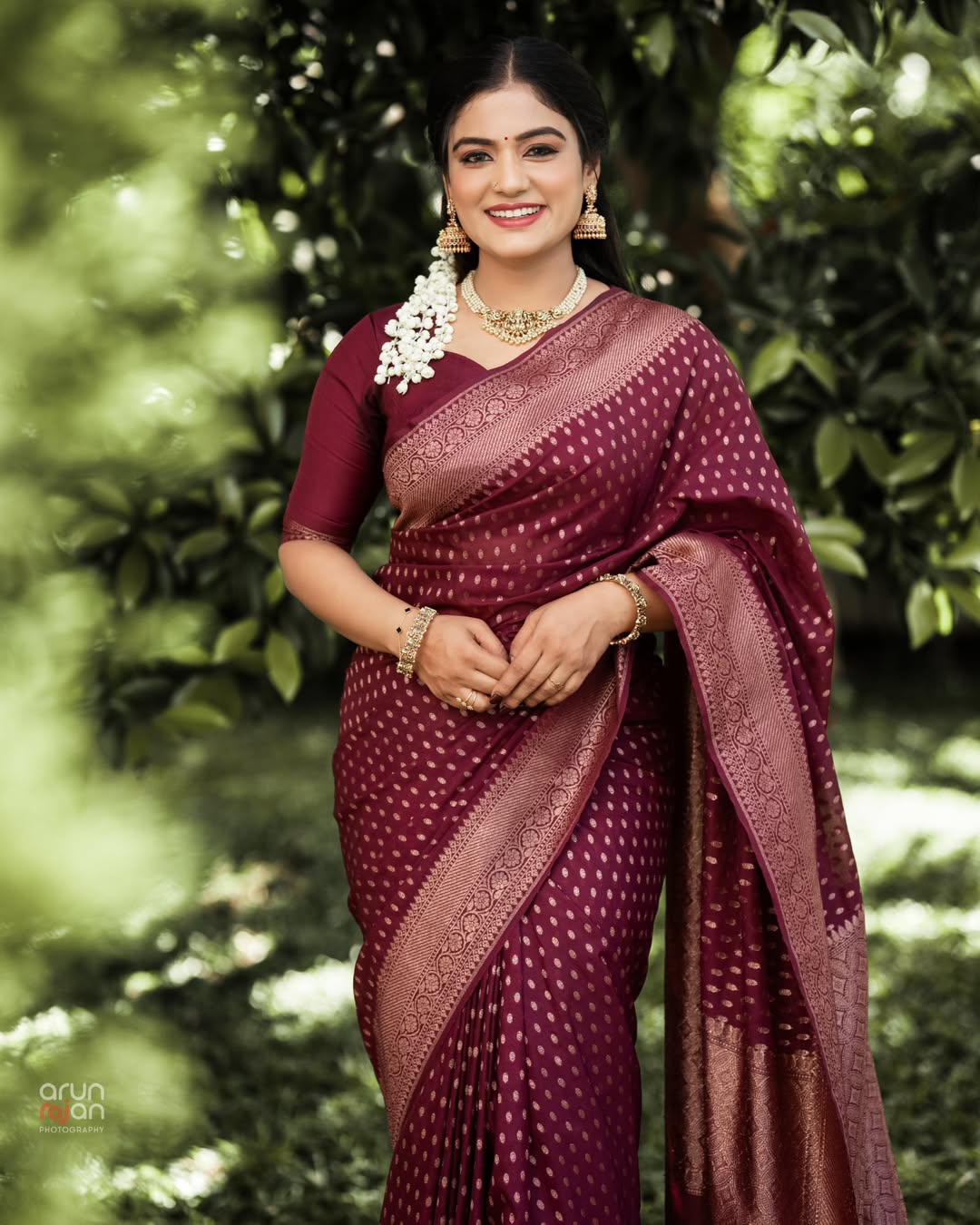 Maroon Color Silk Saree With Blouse Piece