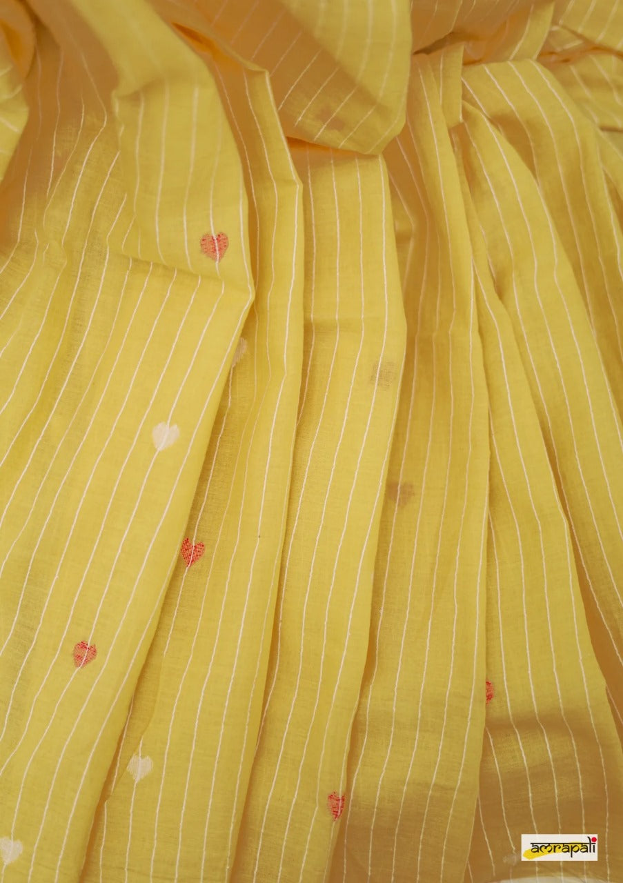 SOFT LINEN YELLOW COLOR DESIGNER SAREE WITH BLOUSE PIECE