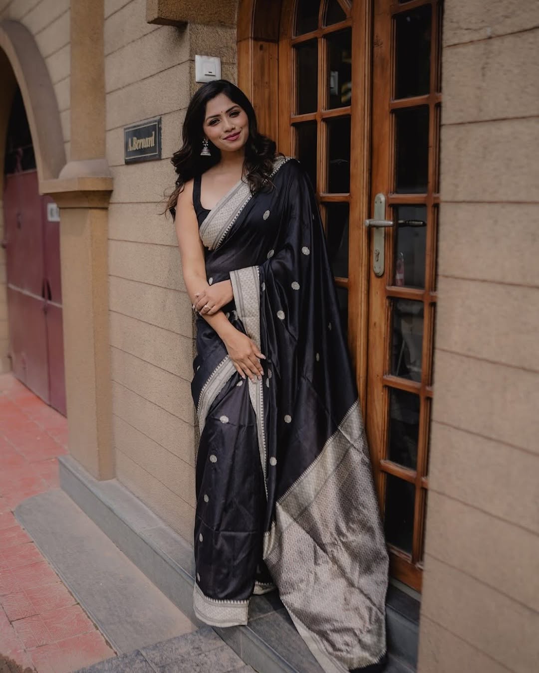 STUNNING BLACK SOFT SILK DESIGNER SAREE