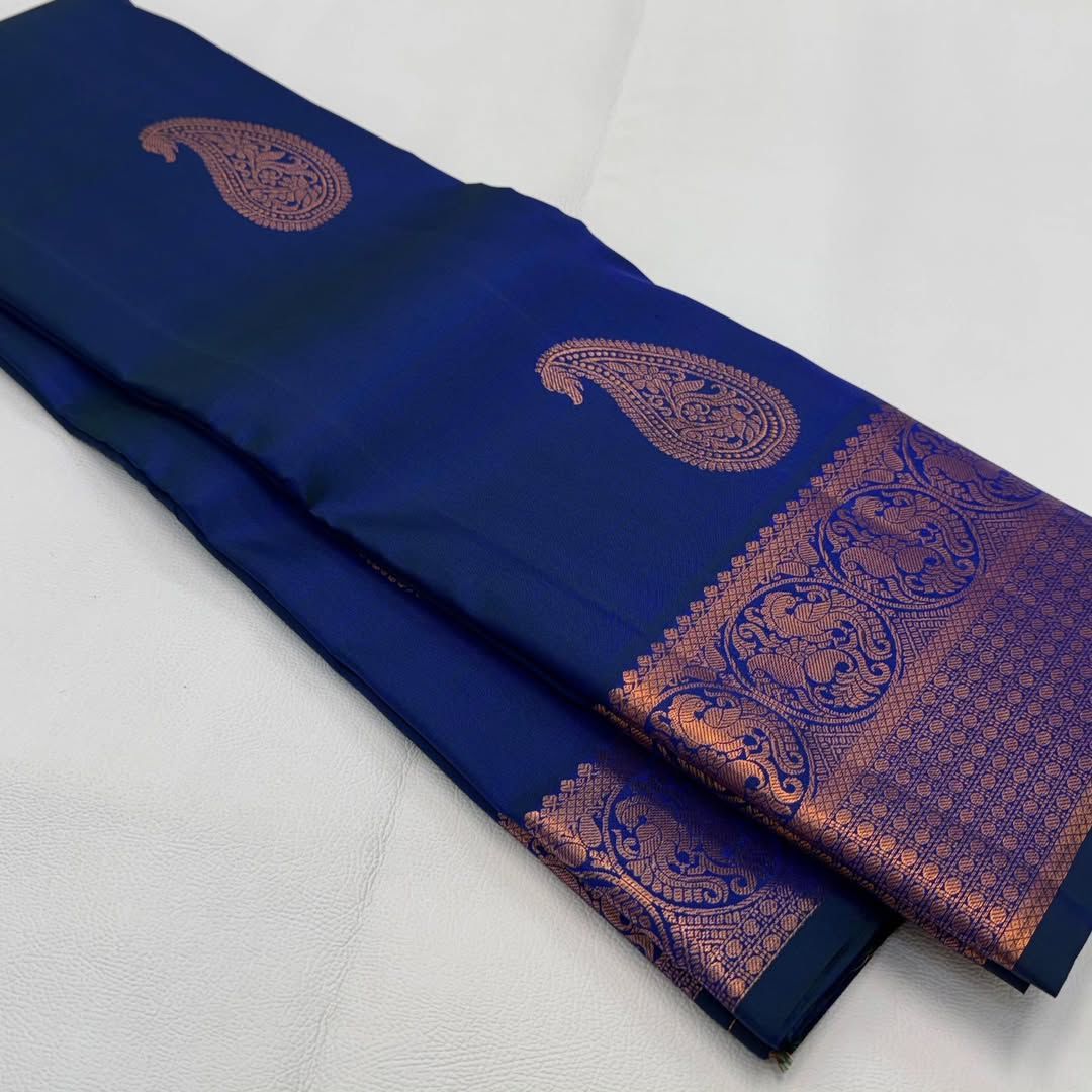 TRENDING BLUE BANARASI SOFT SILK DESIGNER SAREE