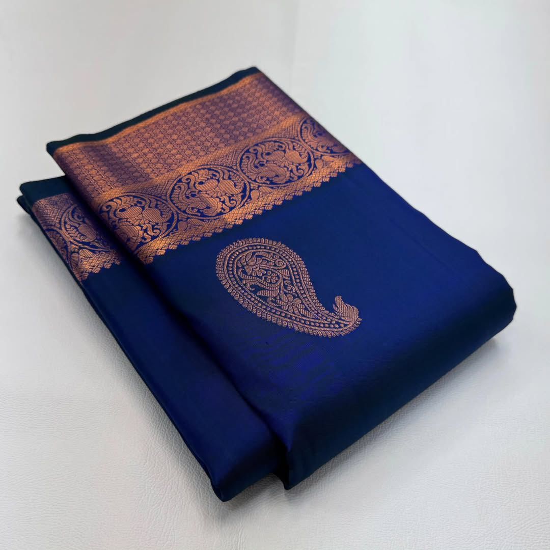 TRENDING BLUE BANARASI SOFT SILK DESIGNER SAREE