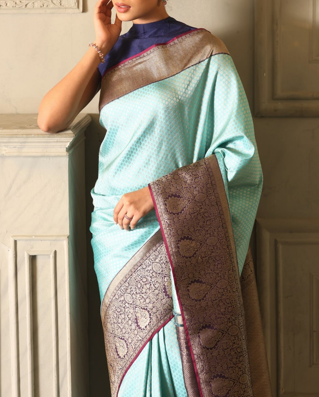 DASHING SKY BLUE SOFT SILK DESIGNER SAREE