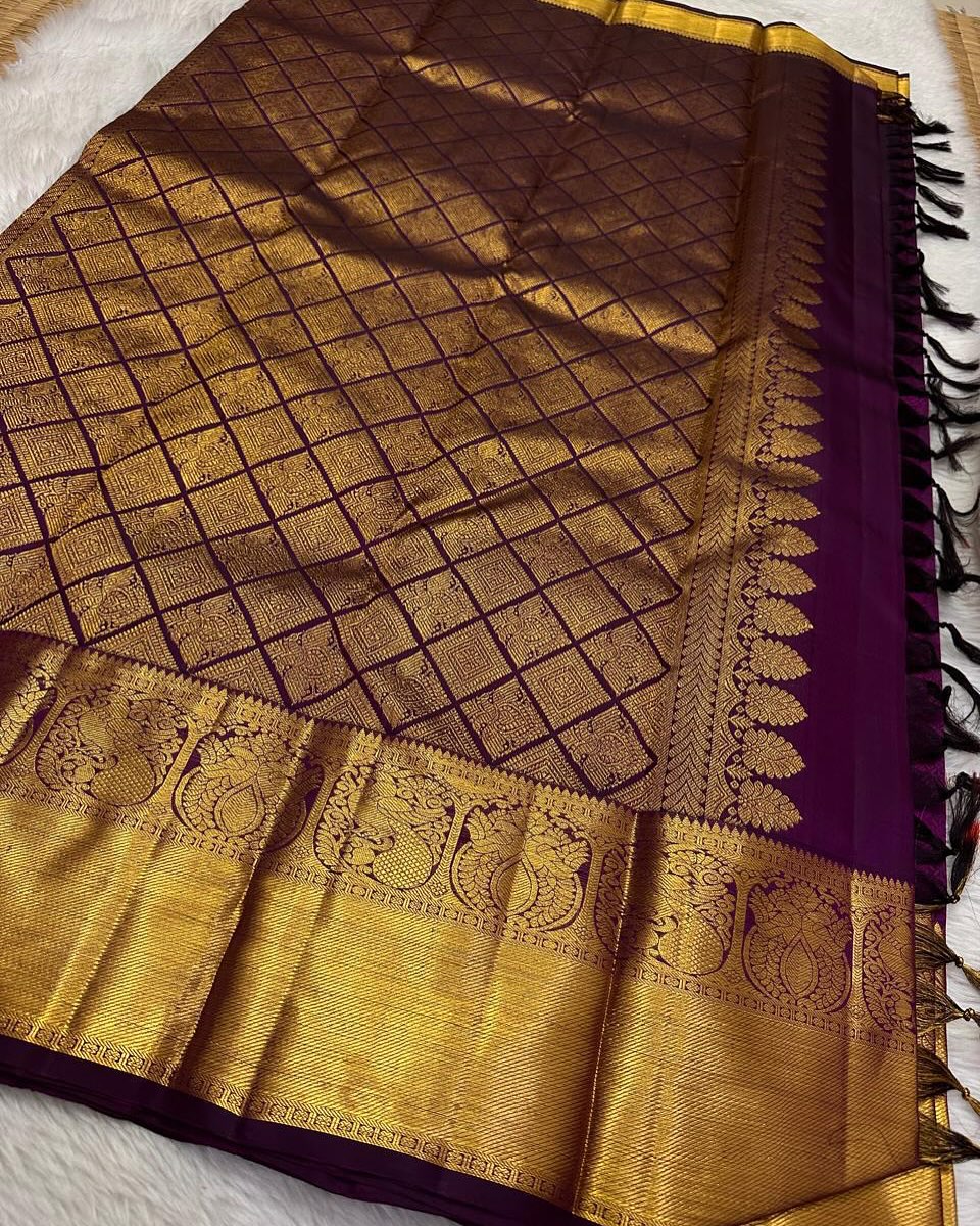 TRENDING PURPLE BANARASI SOFT SILK DESIGNER SAREE