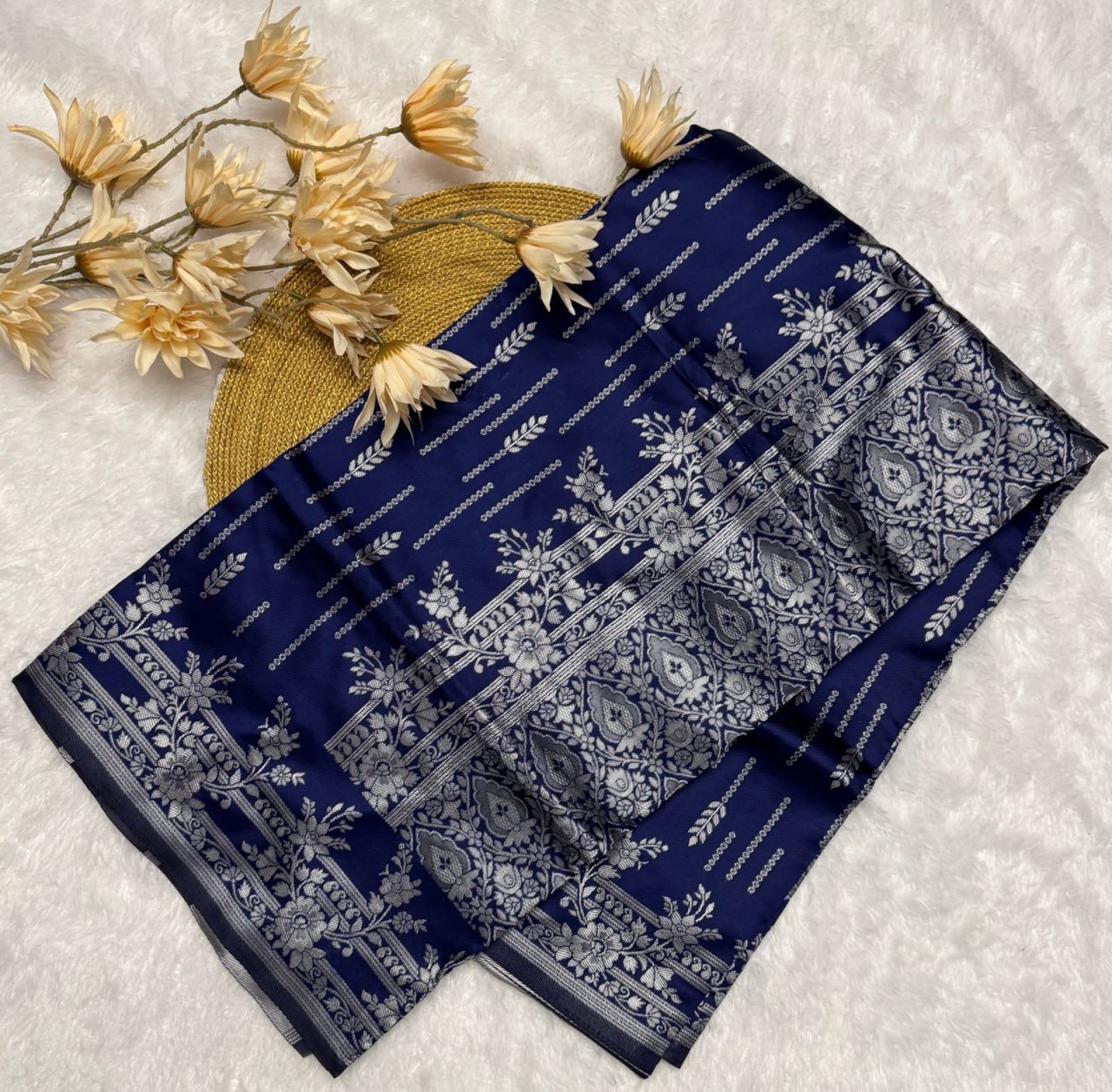 AWESOME BLUE COLOR DESIGNER SAREE WITH BLOUSE PIECE