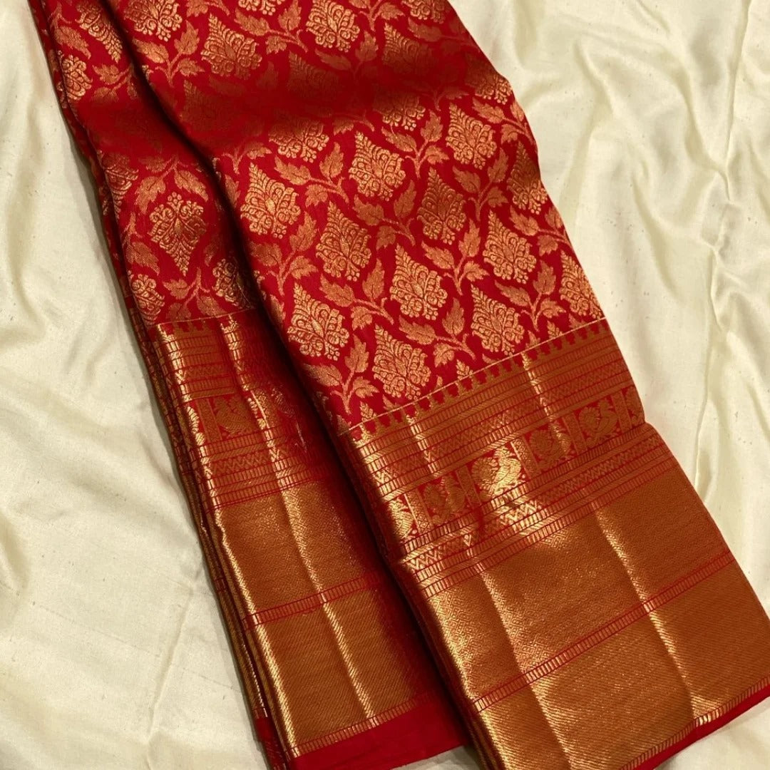 RED COLOR BANARASI SOFT SILK DESIGNER SAREE