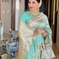 OUTSTANDING RAMA COLOR SILK DESIGNER SAREE