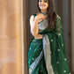 GLAMING SOFT LINEN COTTON SILK  DESIGNER SAREE