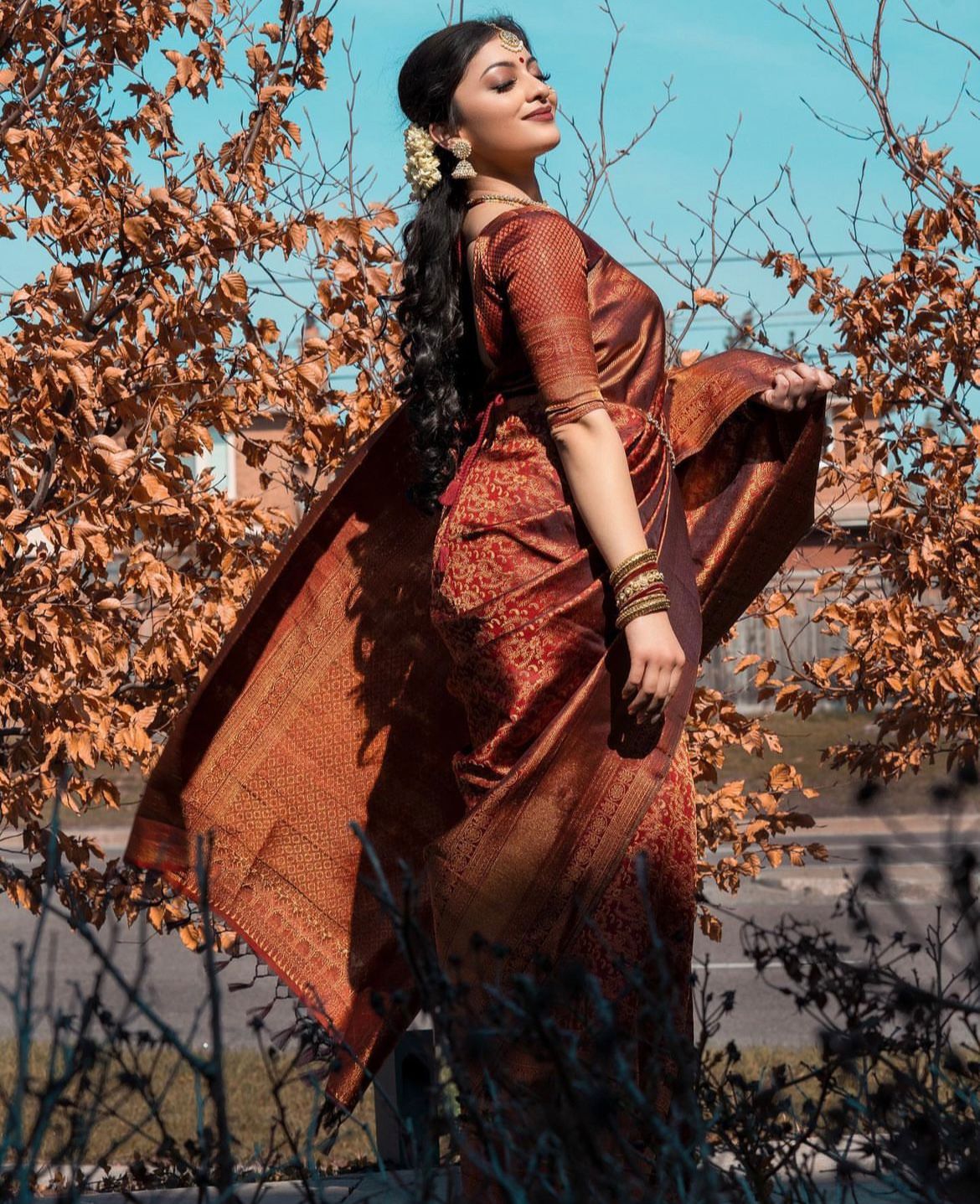 PREFERABLE SILK DESIGNER SAREE WITH MATCHING BLOUSE