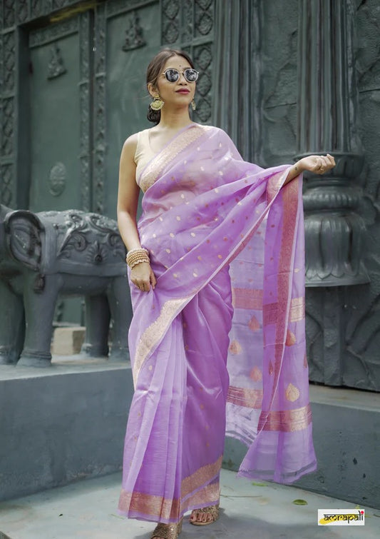 EFFERVESCENT SOFT SILK SAREE WITH BLOUSE PIECE