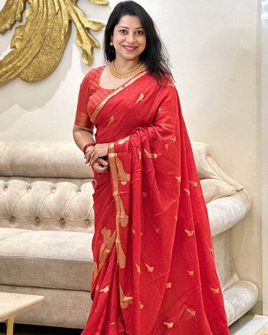 STUNNING BANARASI SOFT SILK  DESIGNER SAREE