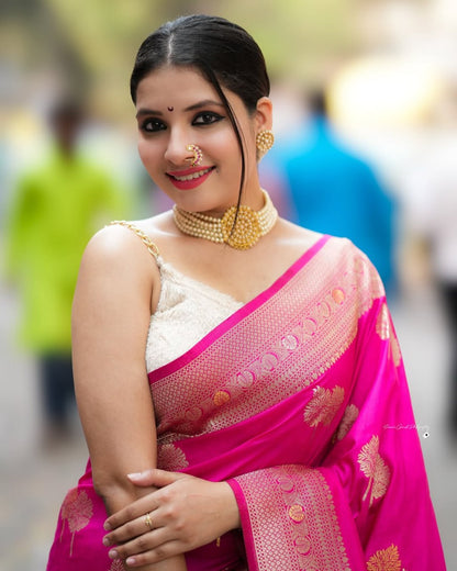 LATEST PINK SOFT SILK DESIGNER SAREE