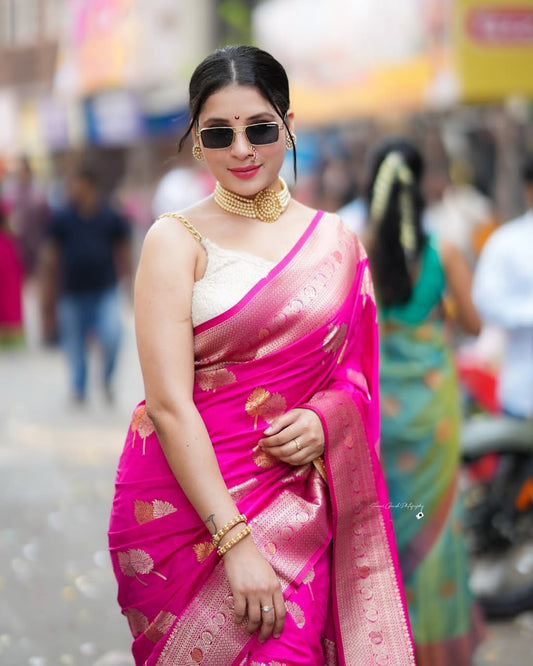 LATEST PINK SOFT SILK DESIGNER SAREE