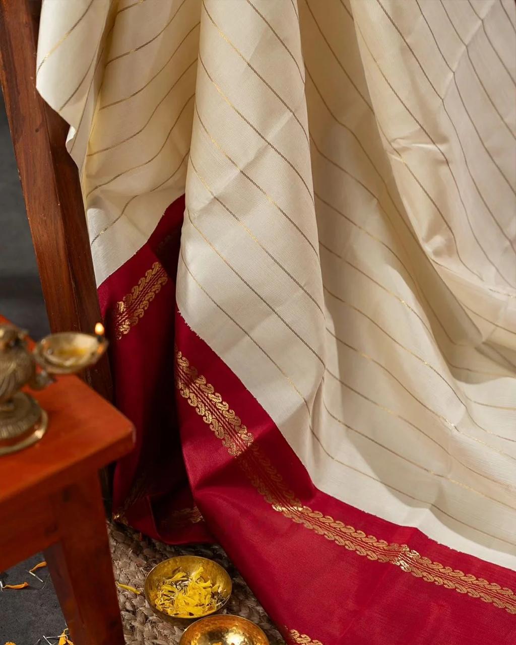ELEGENT WHITEAND RED SOFT SILK SAREE