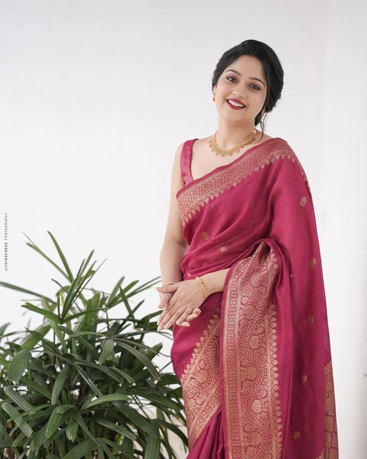 OUTSTANDING PINK COLOR DESIGNER SAREE WITH BLOUSE PIECE