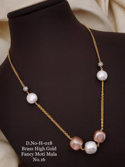 PINK & WHITE COLOR PEARLS GOLDEN EMBELLISHED MALA