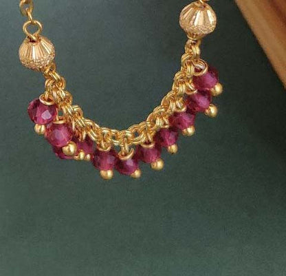 GOLDEN PINK COLOR MOTI MALA
