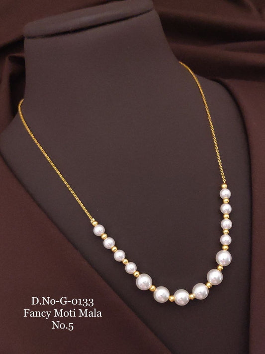 Women's Golden Fancy White Moti Mala