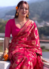 A  Kanjivaram Silk Saree With Exquisite Blouse Piece