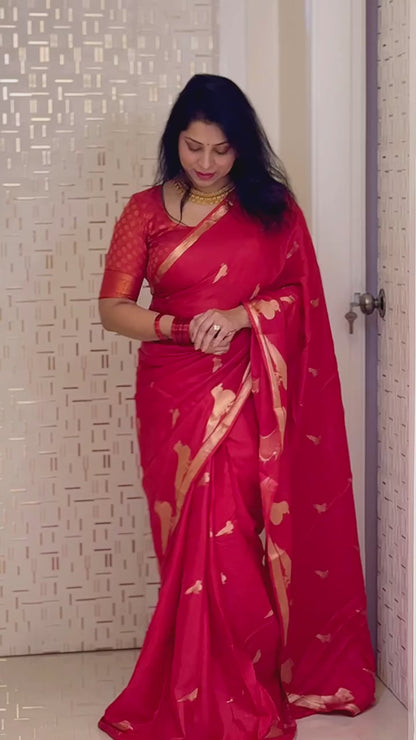 STUNNING BANARASI SOFT SILK  DESIGNER SAREE