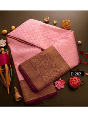 Blooming Pink Soft Silk Saree With Smart Blouse Piece