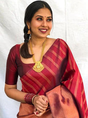 Stunning Soft Silk Saree With Gossamer Blouse Piece