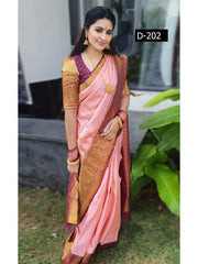 Blooming Pink Soft Silk Saree With Smart Blouse Piece