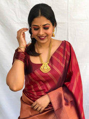 Stunning Soft Silk Saree With Gossamer Blouse Piece