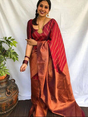 Stunning Soft Silk Saree With Gossamer Blouse Piece